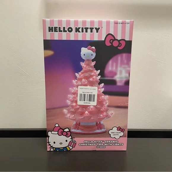 SANRIO x HELLO KITTY Ceramic Light Up Christmas Tree in Pink - Picture 3 of 7